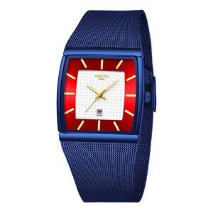 Square Analog Quartz Stainless Steel Mesh Watch Waterproof Military Sport